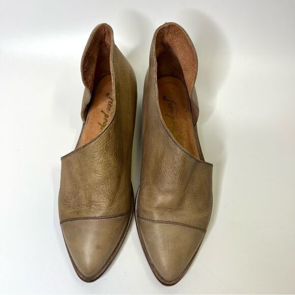 Free People Royale D’Orsay Pointed Toe Leather Flats 36/6 Taupe - Picture 6 of 16